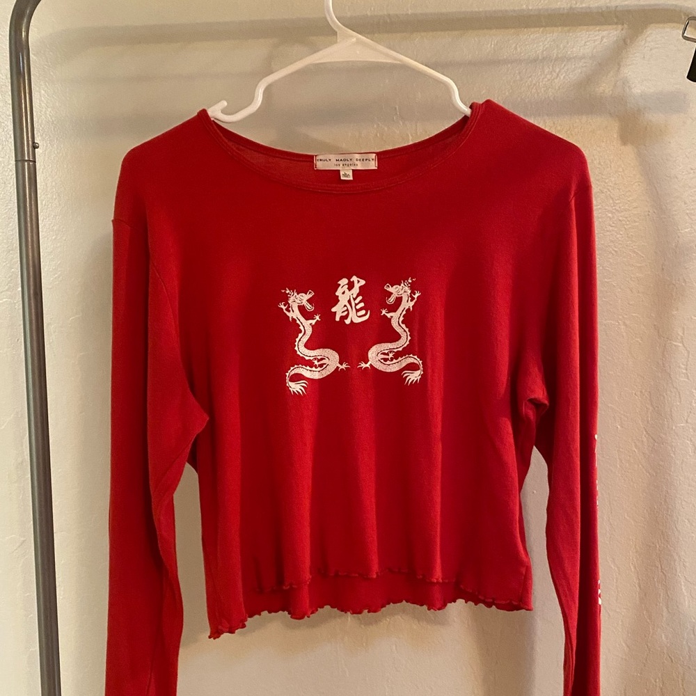 Red ruffled long sleeve